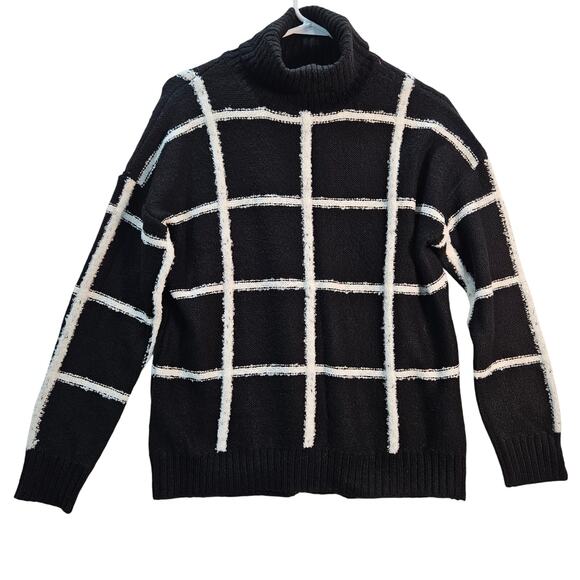 Alison Andrew's Black White Checked Sweater Turtleneck Size Small NWT Classic - Picture 1 of 8